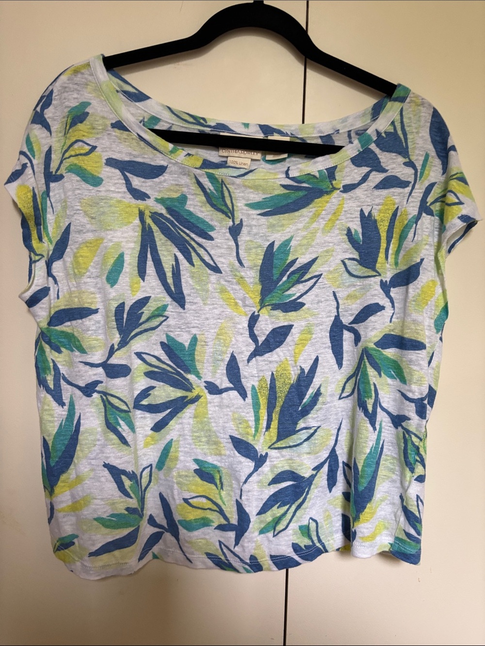 Cynthia Rowley Leaf-Print Short Sleeve Tee